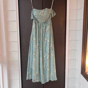 Birdy Grey safe floral dress, strapless with off the shoulder detail